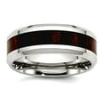 thumbnail image 1 of Stainless Steel Polished Black Wood Inlay Enameled 7.80mm Ring Size 11 Ring for Women, 1 of 2
