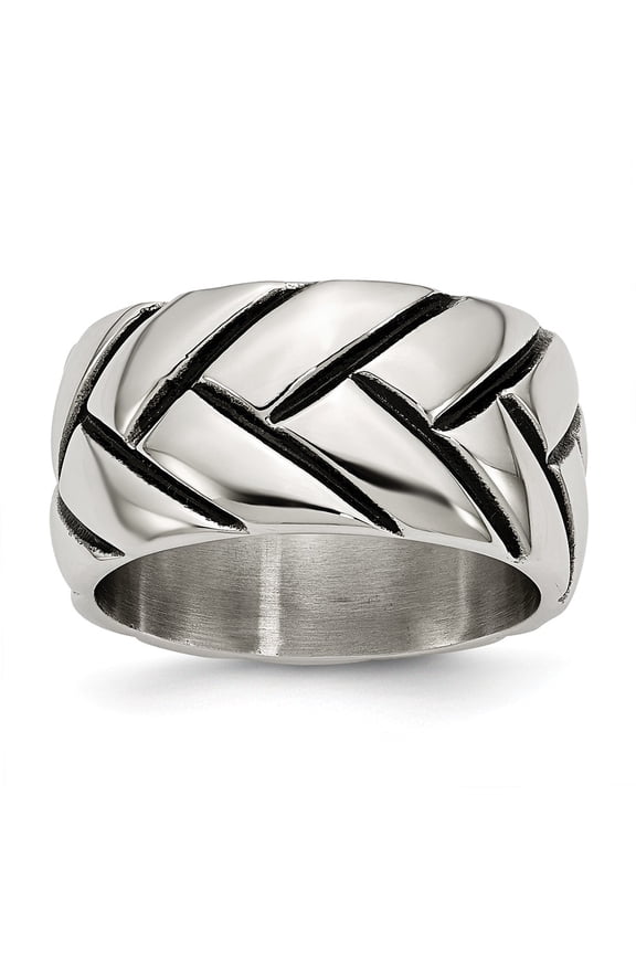 Stainless Steel Polished Braided Design Ring Size: 9; for Adults and Teens; for Women and Men