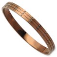 thumbnail image 1 of Finest Gold Stainless Steel Polished Brown IP Plated with CZs Bangle, 1 of 3