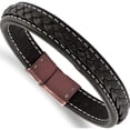 thumbnail image 1 of Stainless Steel Polished Brown Ip-Plated Leather 8.25In Bracelet (8.25 X 11.8) Made In China srb2218-8.25, 1 of 4