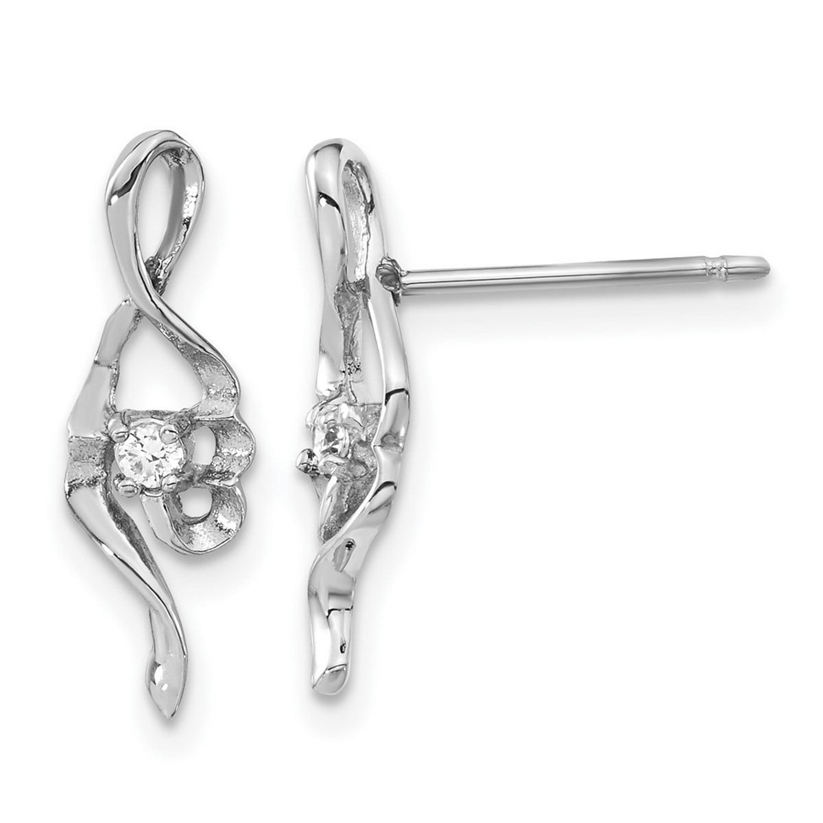 Stainless Steel Polished CZ Cubic Zirconia Simulated Diamond Post Earrings Measures 18x6mm Wide Jewelry for Women