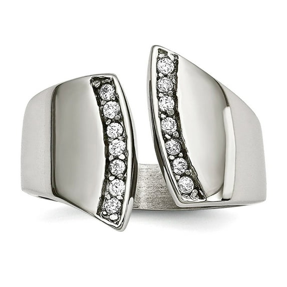 Stainless Steel Polished CZ Cubic Zirconia Simulated Diamond Ring Size 8 Jewelry for Women