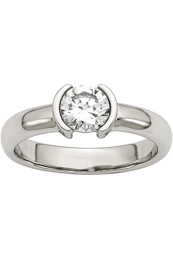 Stainless Steel Polished CZ Ring