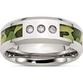 thumbnail image 1 of Stainless Steel Polished Camouflage 1/10Ct Diamond 8mm Band (Size 8) Made In China sr412a-8, 1 of 6