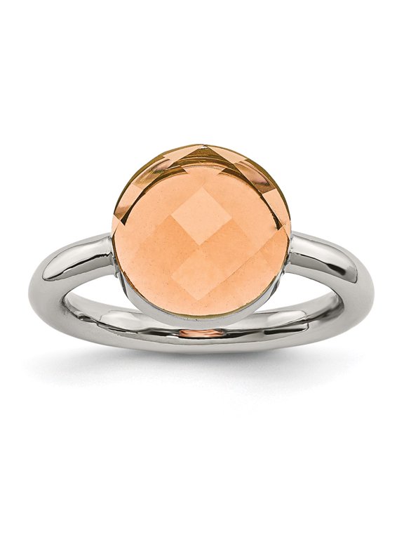 Stainless Steel Polished Champagne Glass Ring