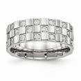 thumbnail image 1 of Stainless Steel Polished Checkered Board CZ Ring Size: 8; for Adults and Teens; for Women and Men, 1 of 6