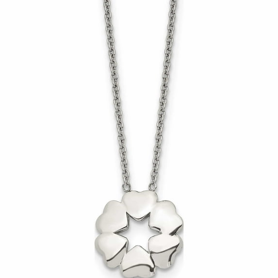 Stainless Steel Polished Circle Of Hearts 18.5In Necklace Made In China -Jewelry By Sweet Pea