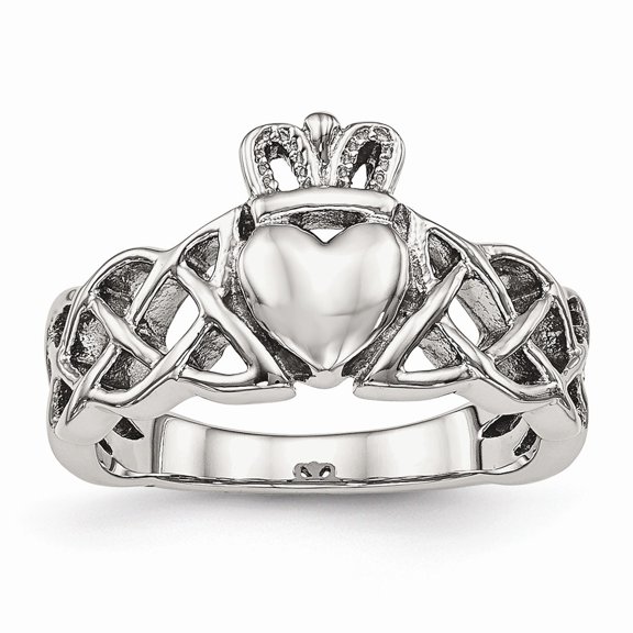 Stainless Steel Polished Claddagh Ring Size: 6; for Adults and Teens; for Women and Men