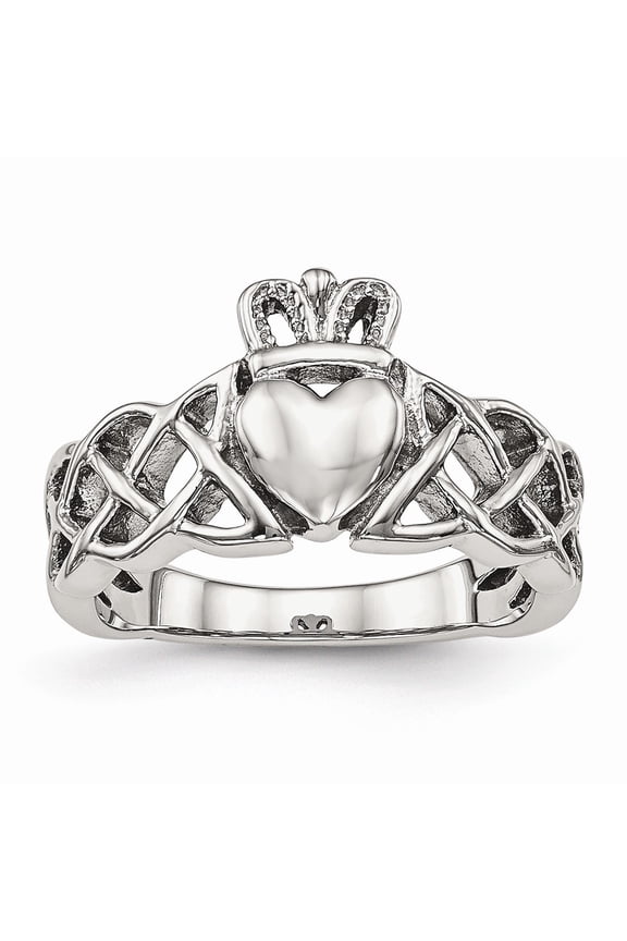 Stainless Steel Polished Claddagh Ring Size: 8; for Adults and Teens; for Women and Men
