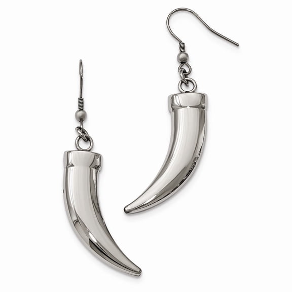 Stainless Steel Polished Claw Shepherd Hook Dangle Earrings - Measures 61x19.4mm Wide