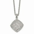 thumbnail image 1 of Stainless Steel Polished Clear and Pink CZ Princess Square Necklace; 18 inch; for Adults and Teens; for Women and Men, 1 of 3