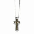 thumbnail image 1 of Stainless Steel Polished Creme Black Enameled Cross Necklace - 18 Inch, 1 of 2