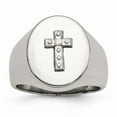 thumbnail image 1 of Stainless Steel Polished Cross CZ Signet Ring Size: 10; for Adults and Teens; for Women and Men, 1 of 6