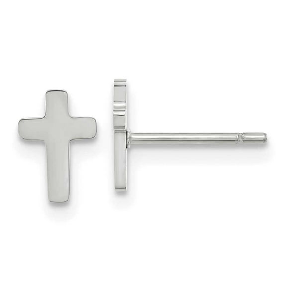Chisel Stainless Steel Polished Cross Earrings