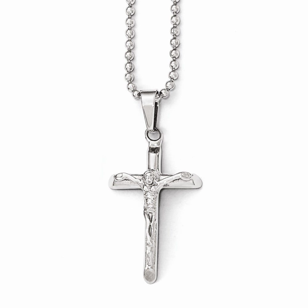 Stainless Steel Crucifix Pendant with Ball Chain, 20 Inch