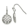 thumbnail image 1 of Stainless Steel Polished Cubic Zirconia Circle Shepherd Hook Earrings, 1 of 2
