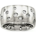 thumbnail image 1 of Stainless Steel Polished Cz 12mm Band (Size 10) Made In China sr571-10, 1 of 5