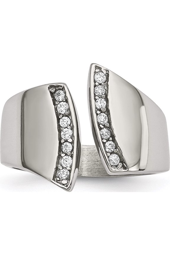 Stainless Steel Polished Cz Ring (Size 7) Made In China sr604-7