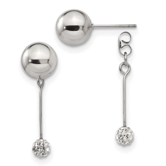 Lex & Lu Chisel Stainless Steel Enameled w/Preciosa Crystal Front/Back Dangle