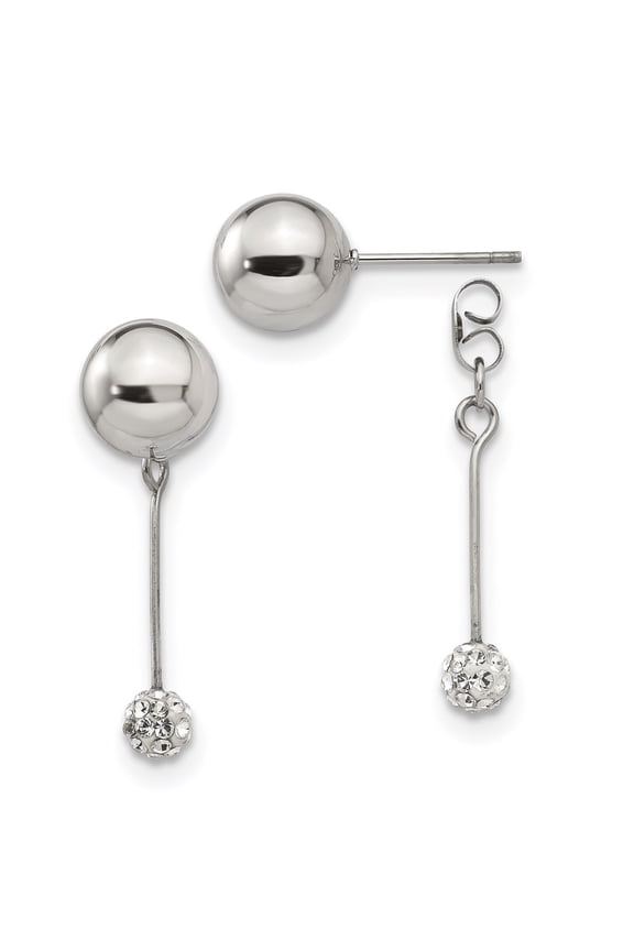Lex & Lu Chisel Stainless Steel Enameled w/Preciosa Crystal Front/Back Dangle