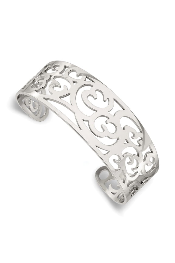 Stainless Steel Polished Fancy Cuff Chain Bracelet; 7 inch; for Adults and Teens; for Women and Men