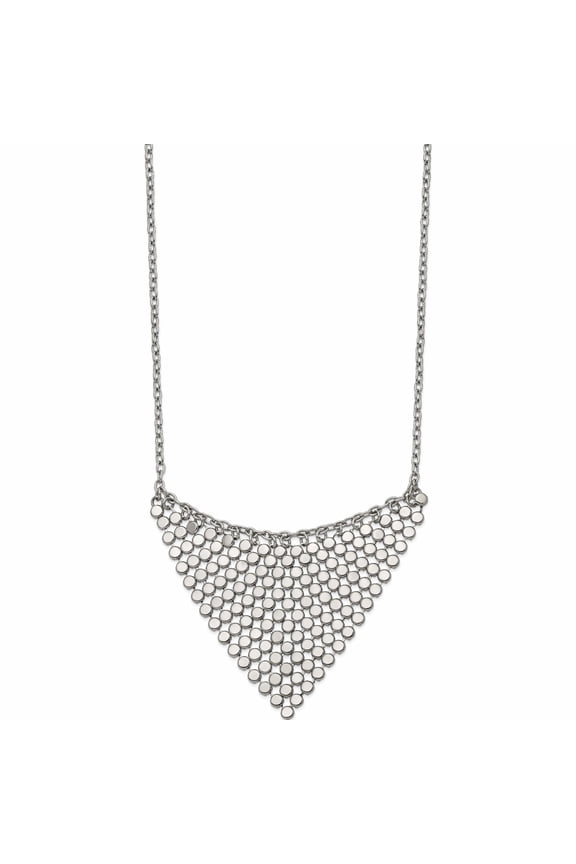 Stainless Steel Polished Fancy Dangle 17.75 Inch Bib Necklace (17.75 X 2.1) Made In China -Jewelry By Sweet Pea