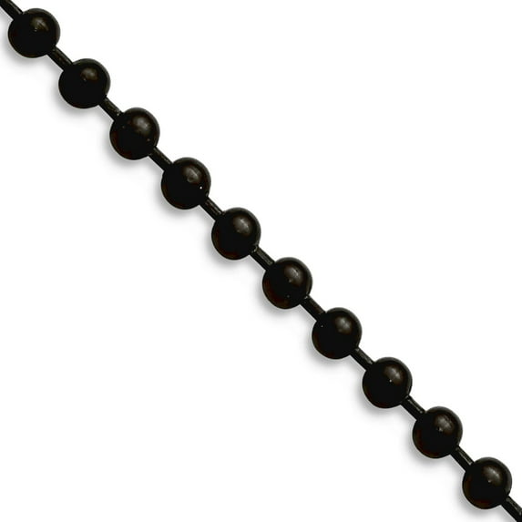Stainless Steel Polished Fancy Lobster Closure 3.0mm Ip Black Plated 30inch Ball Chain Necklace 30 Inch Chain Necklace f