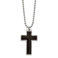 thumbnail image 1 of Stainless Steel Polished Fancy Lobster Closure Carbon Fiber Religious Faith Cross Necklace 20 Inch 21mm Wide Pendant Nec, 1 of 2