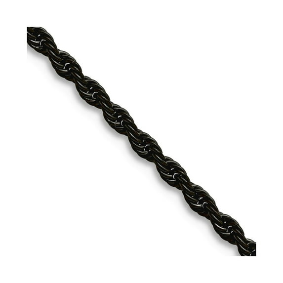 Stainless Steel Polished Fancy Lobster Closure Ip Black Plated 2.3mm 30inch Rope Chain Necklace 30 Inch Chain Necklace f