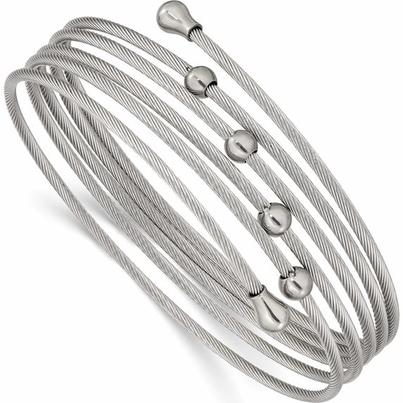 Stainless Steel Polished Flexible Coil Bangle Made In China -Jewelry By Sweet Pea