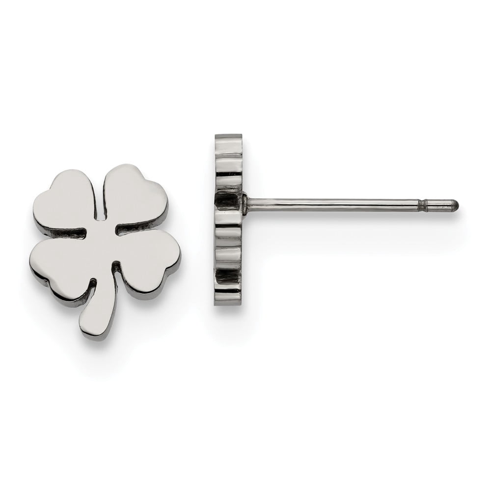 Four Leaf Clover Stud Earrings - Stainless Steel Shamrock Earrings, Good Luck Charm, Irish Jewelry For Women