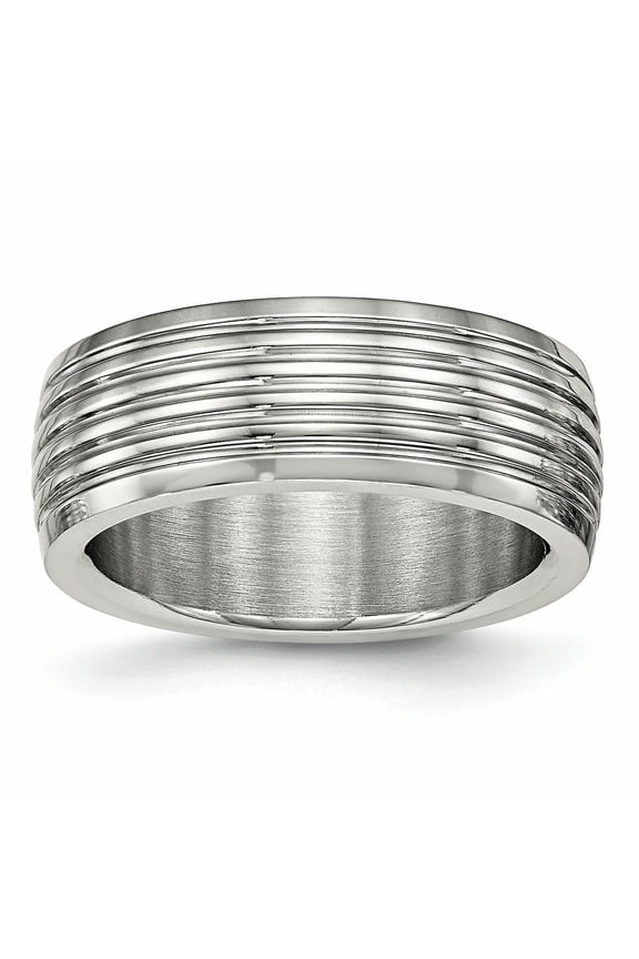 Stainless Steel Polished Grooved Ring