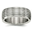 thumbnail image 1 of 8mm Stainless Steel Polished Grooved Ring Size 12 Ring for Women, 1 of 2