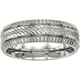 thumbnail image 1 of Stainless Steel Polished Grooved and Textured Ring, 1 of 9