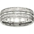 thumbnail image 1 of Stainless Steel Polished Hammered and Grooved 7.50mm Band, 1 of 8