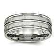 thumbnail image 1 of Stainless Steel Polished Hammered and Grooved 8.00mm Band Ring Size 10.5 Ring for Women and Men, 1 of 2