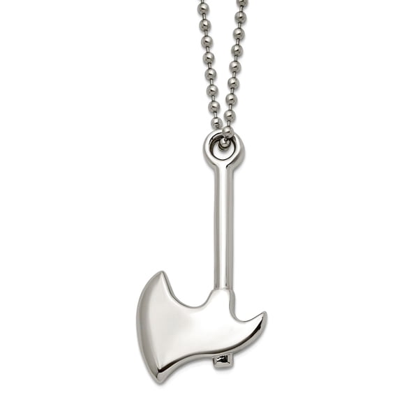 Stainless Steel Polished Hatchet Necklace 22 Inch 26.83mm Wide Pendant Necklace for Women