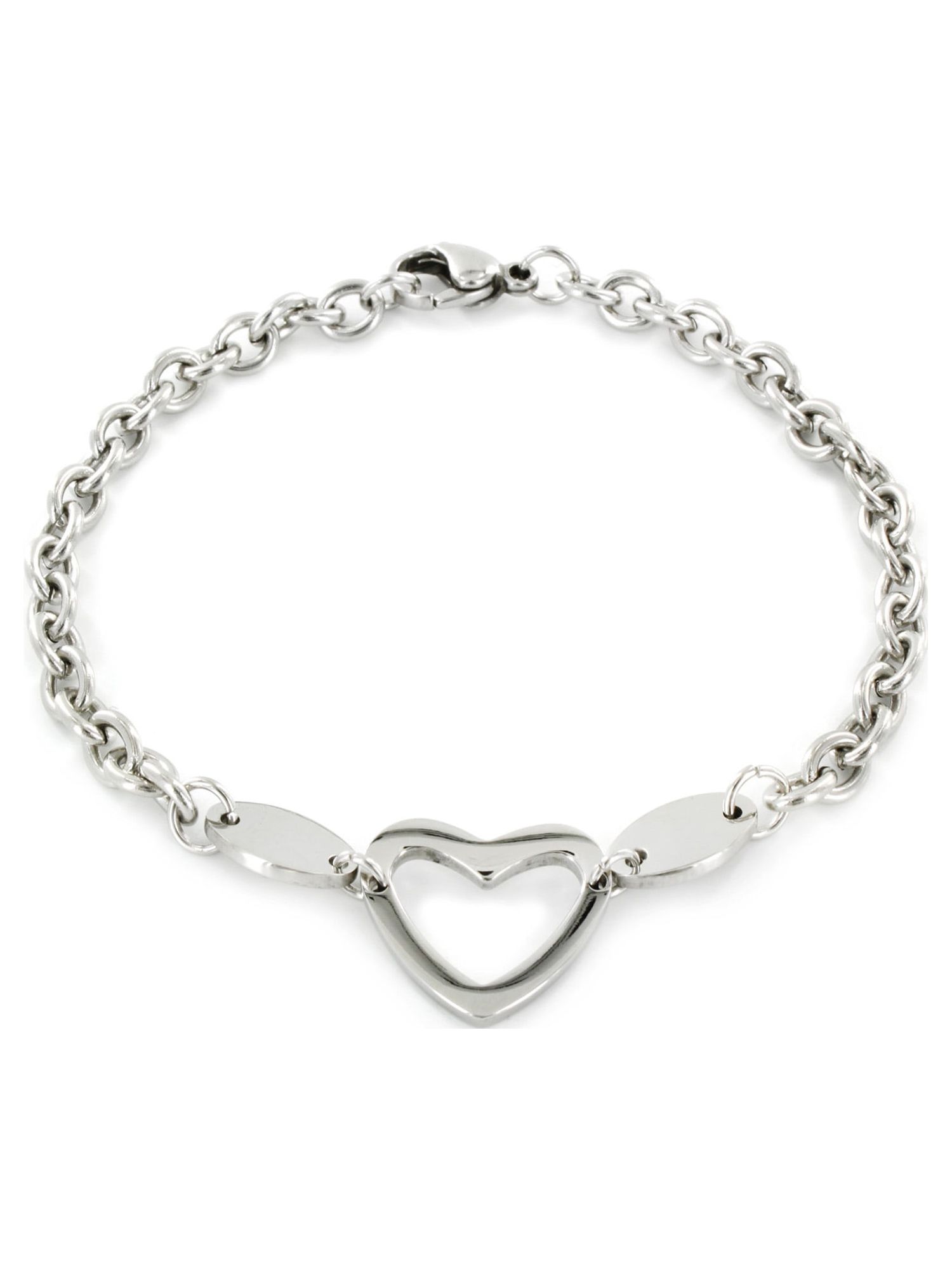 Stainless Steel Polished Heart Cut-out Charm Bracelet - image 1 of 4
