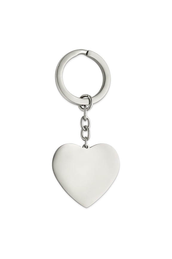 Stainless Steel Polished Heart Key Ring