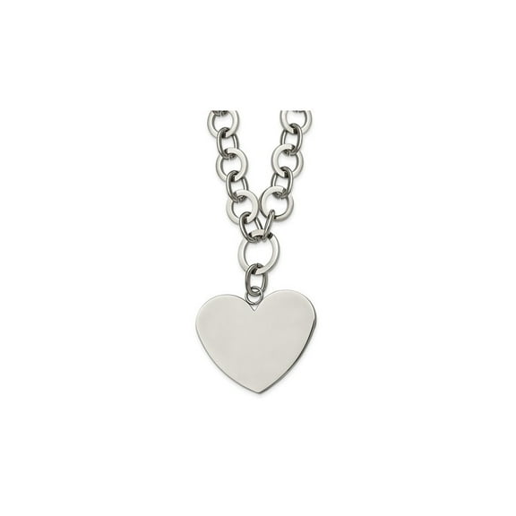 Gem & Harmony Stainless Steel Polished Heart Necklace with Chain (17 inches) for Women