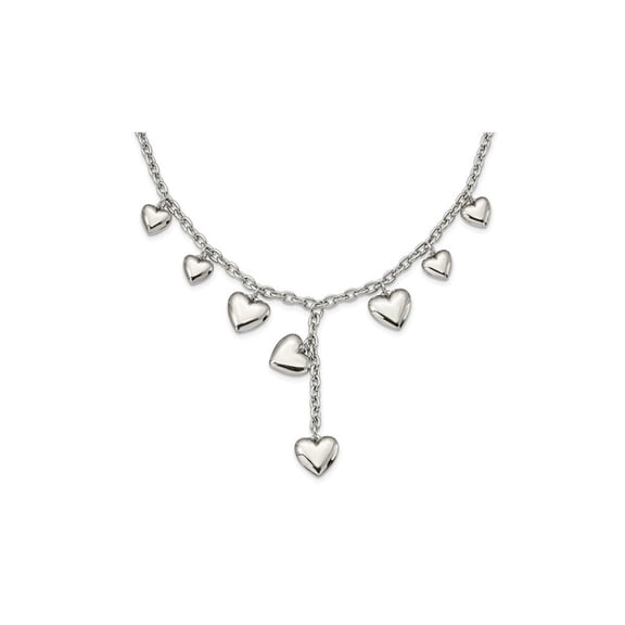 Gem & Harmony Stainless Steel Polished Hearts 18 inches Y Necklace for Women