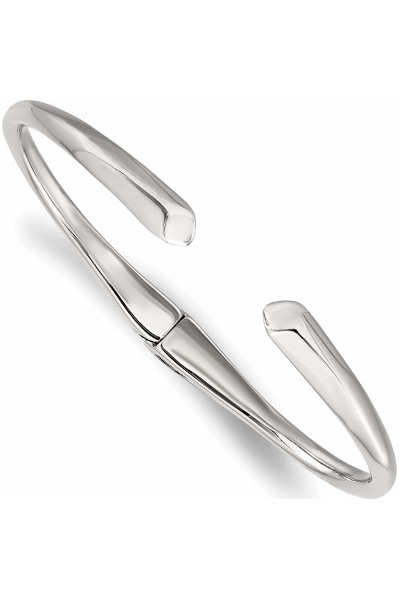 Stainless Steel Polished Hinged Cuff Bangle (7 X 4.75) Made In China -Jewelry By Sweet Pea