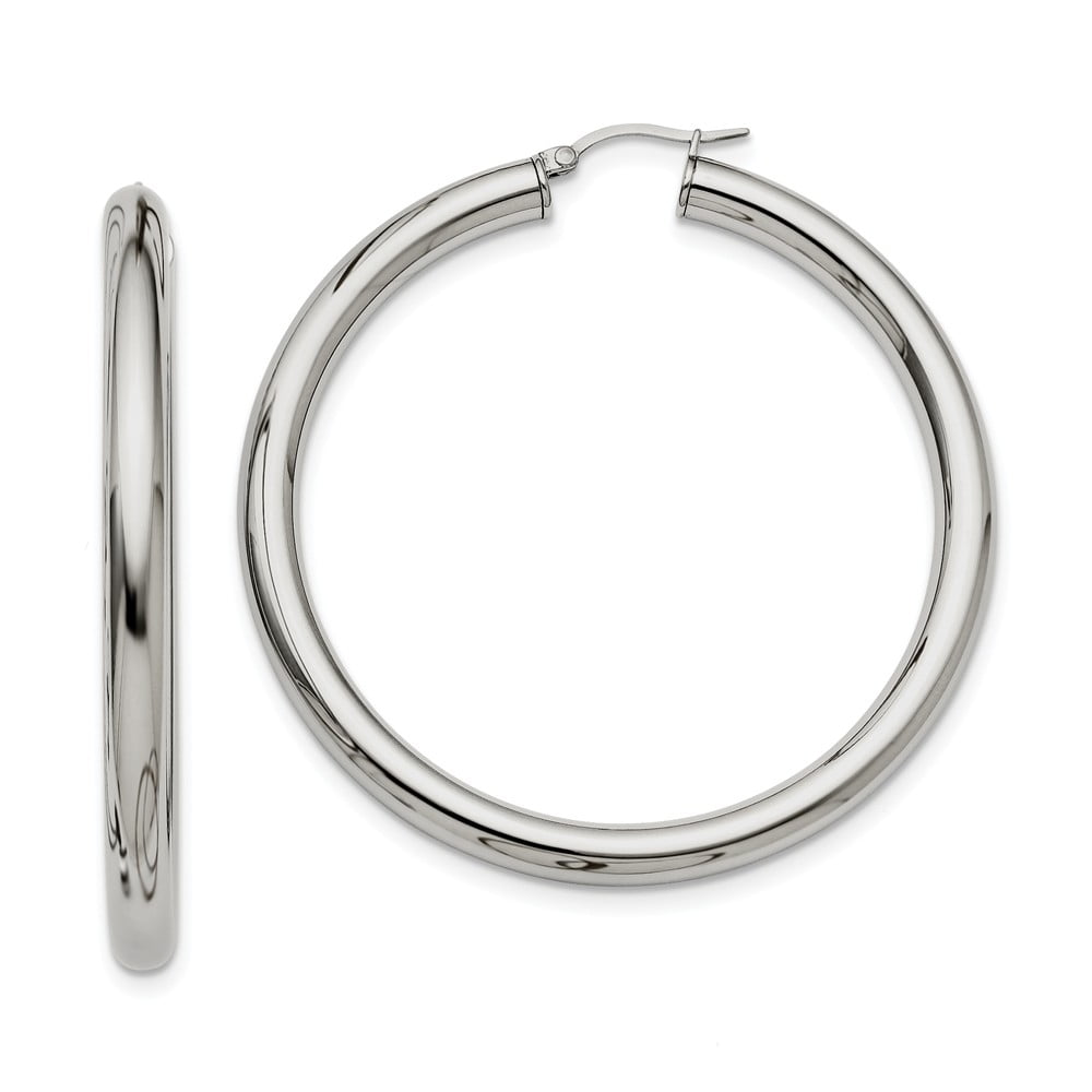 Stainless Steel Polished Hoop Earrings - Walmart.com