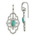 thumbnail image 1 of Chisel Stainless Steel Polished Imitation Turquoise and CZ Dangle Shepherd Hook Earrings, 1 of 4