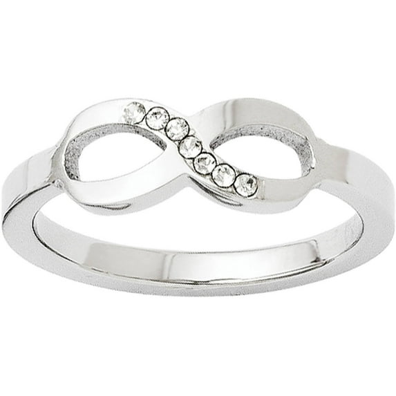 Stainless Steel Polished Infinity Symbol CZ Ring
