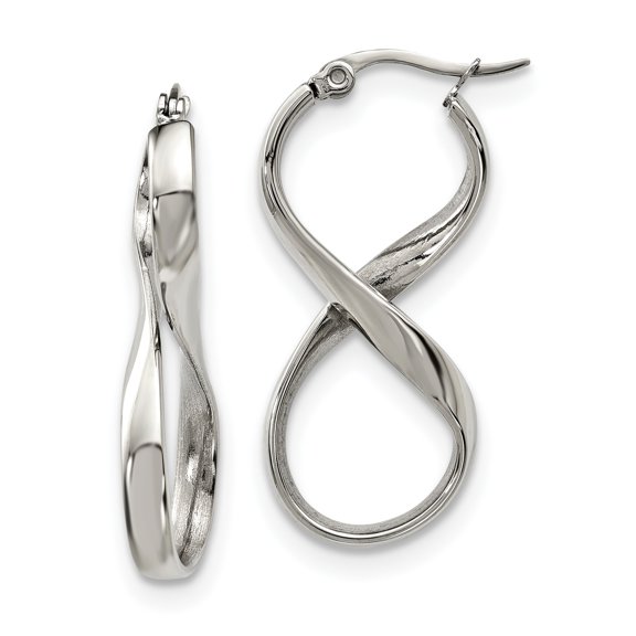 Stainless Steel Polished Infinity Symbol Hoop Earrings