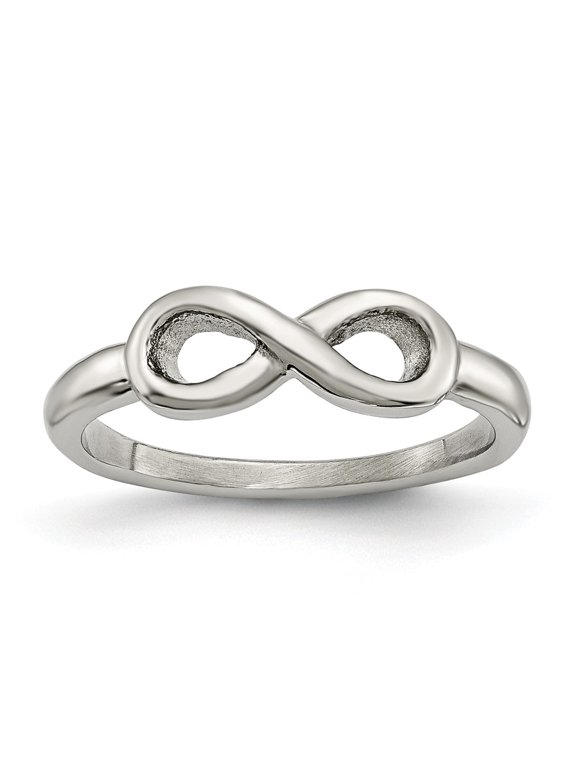 Stainless Steel Polished Infinity Symbol Ring Size: 8; for Adults and Teens; for Women and Men