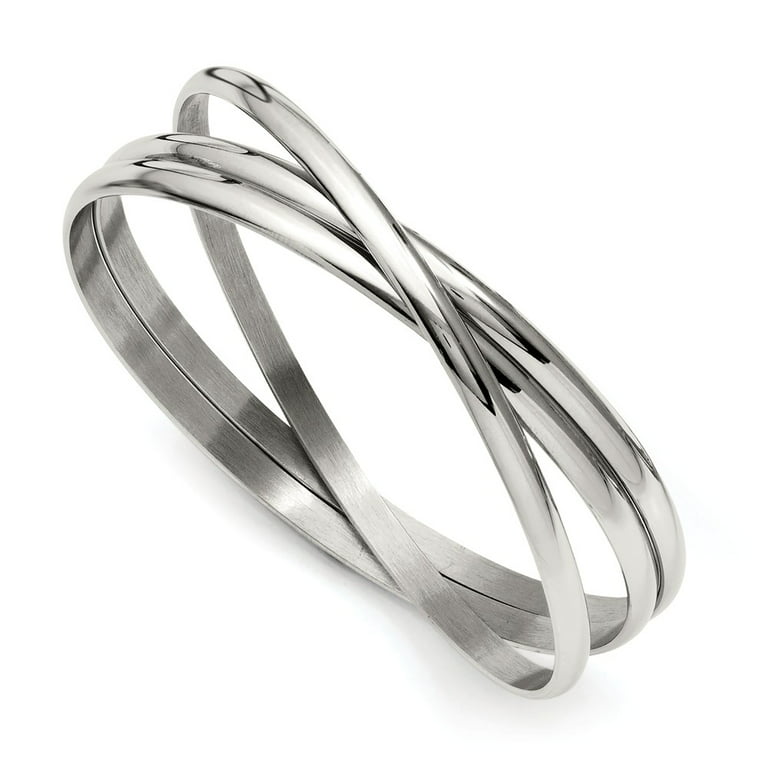 Stainless Steel Polished Intertwined Bangles