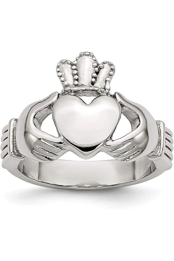 Stainless Steel Polished Irish Claddagh Celtic Trinity Knot Ring Jewelry Gifts for Women - Ring Size Options: 27 9 11