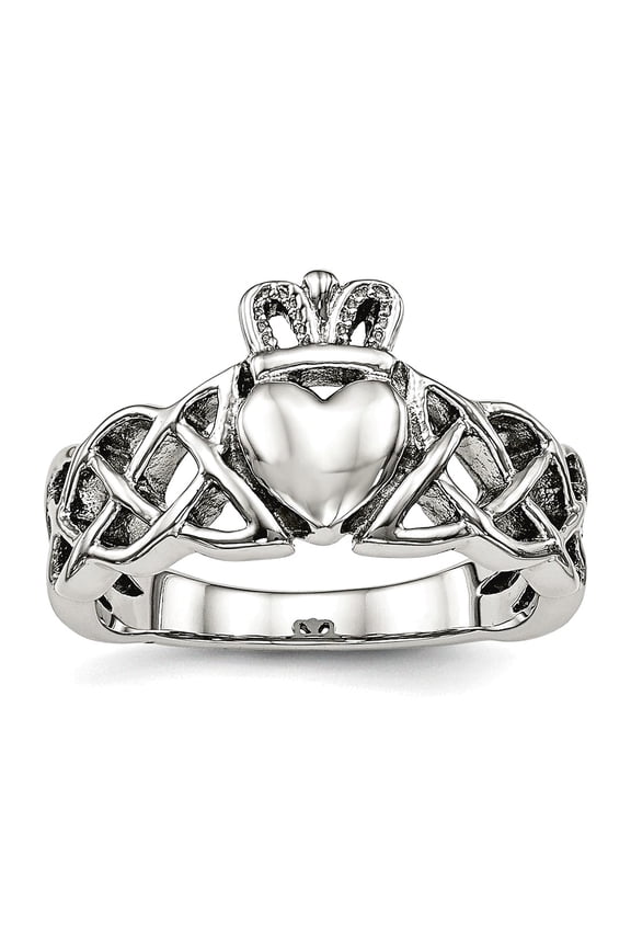 Stainless Steel Polished Irish Claddagh Celtic Trinity Knot Ring Size 7 Ring for Women